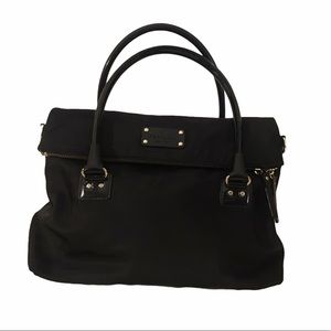 Kate Spade black nylon fold flap dual pocket bag